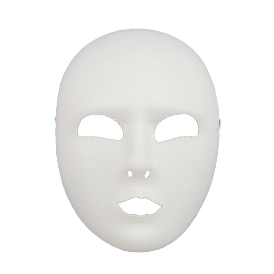 RAHEEV; Plain White Comfortable Face Plastic Mask for Theatrical Roles; Category:Masks; Image:1